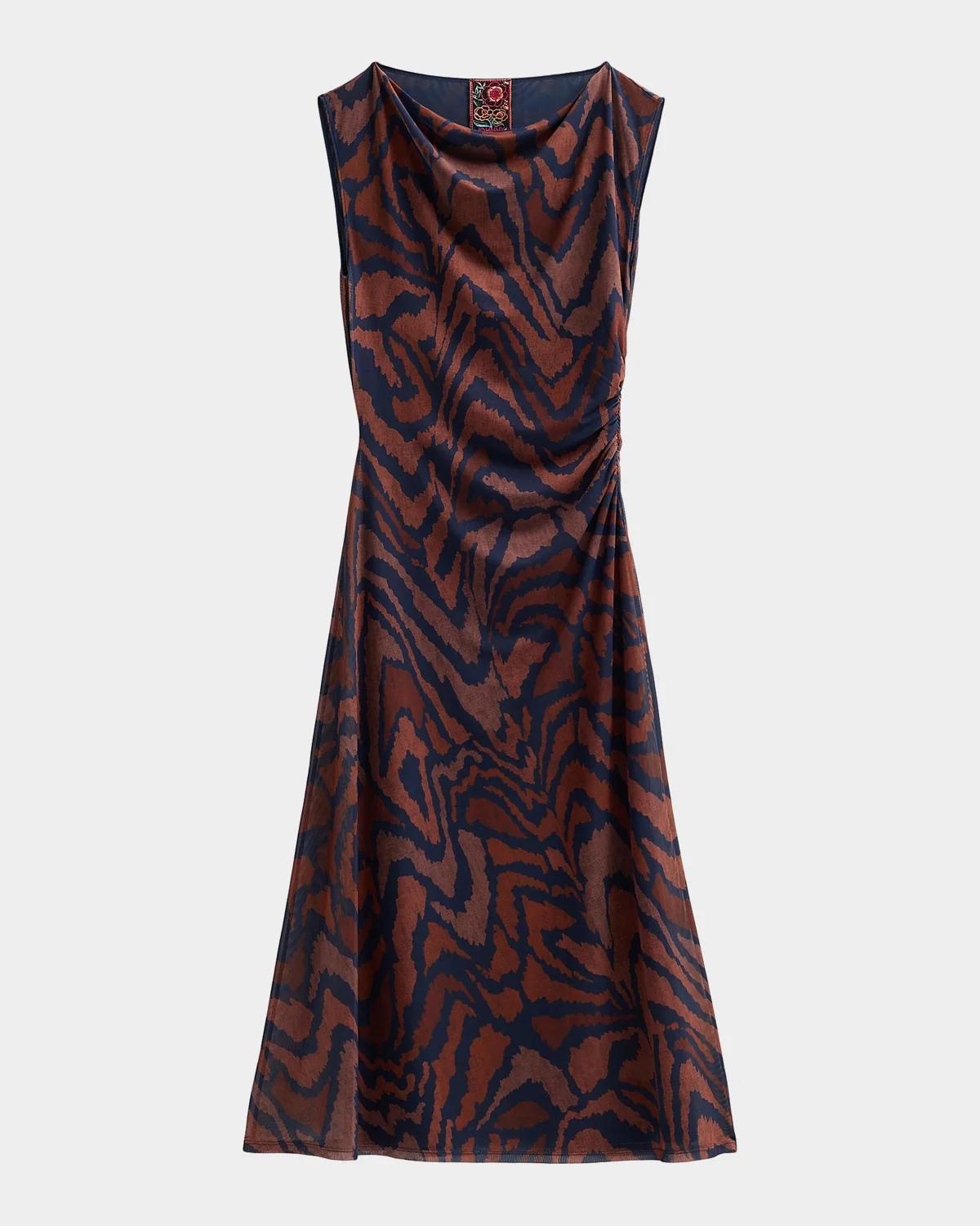 Johnny Was Leyla Abstract Cowl-Neck Midi Dress