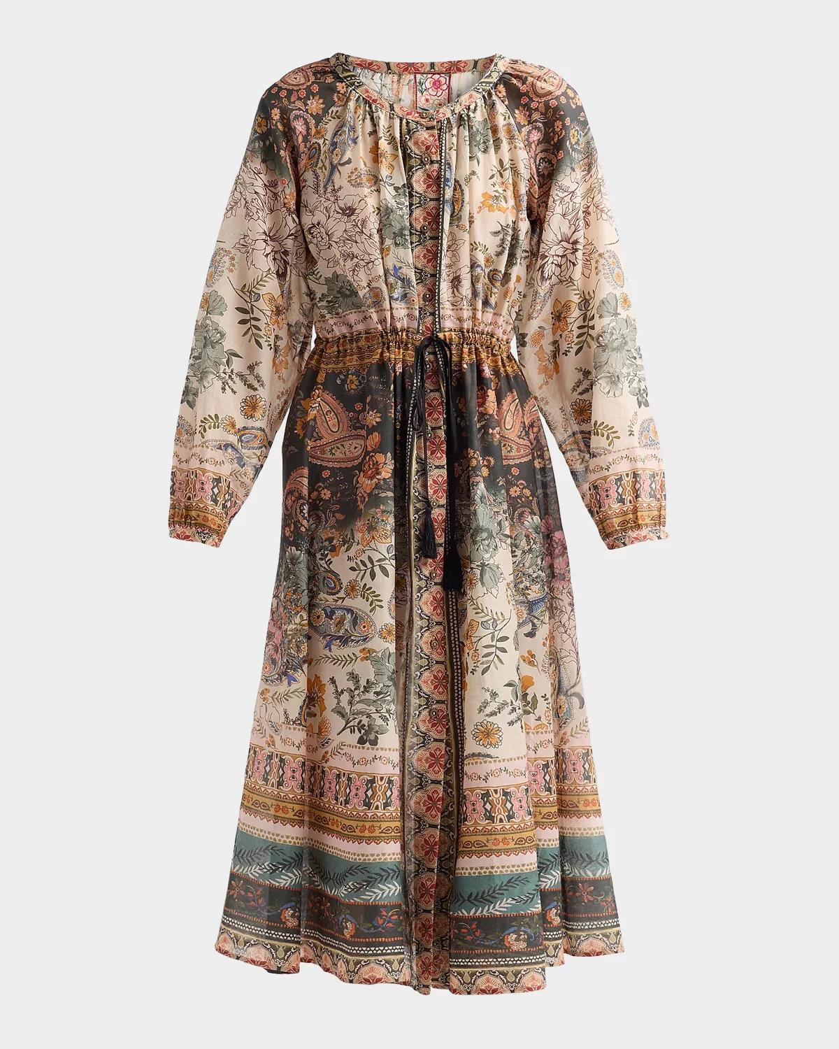 Johnny Was Michaella Printed Cotton-Silk Midi Dress