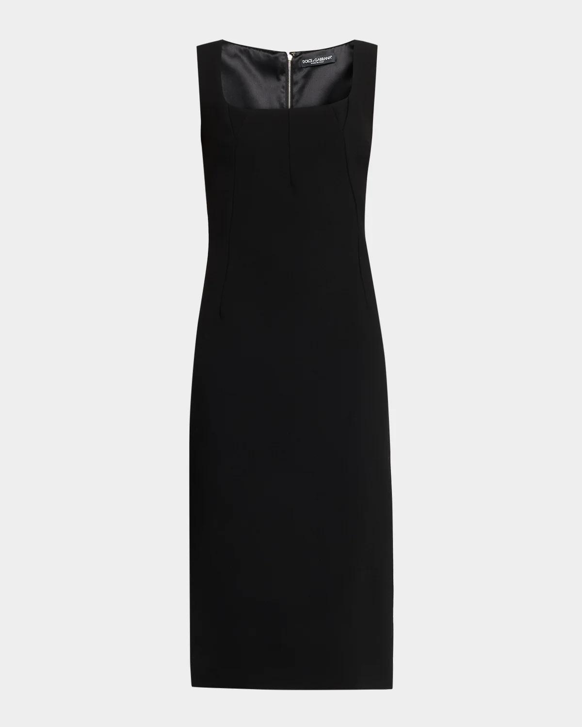 Dolce & Gabbana Sleeveless Slim Wool Crepe Mini Dress In Black