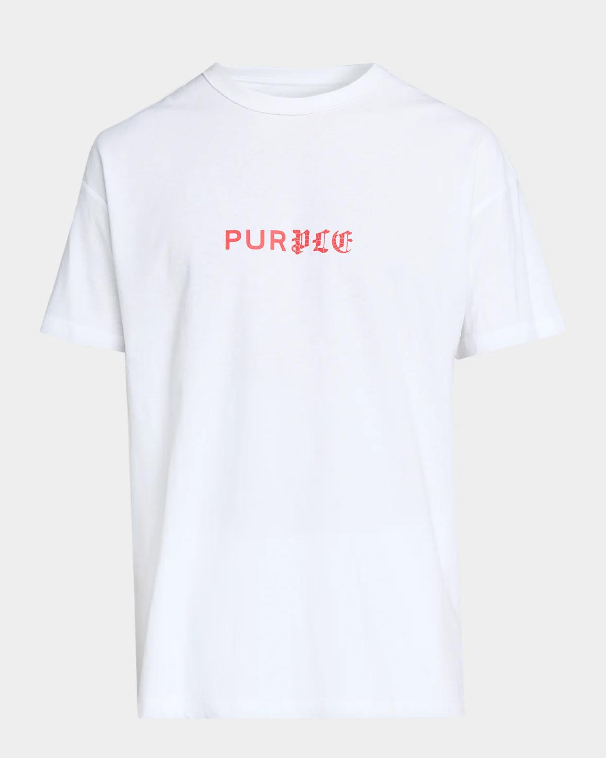 PURPLE Men's Textured Jersey Dual-Font Logo T-Shirt