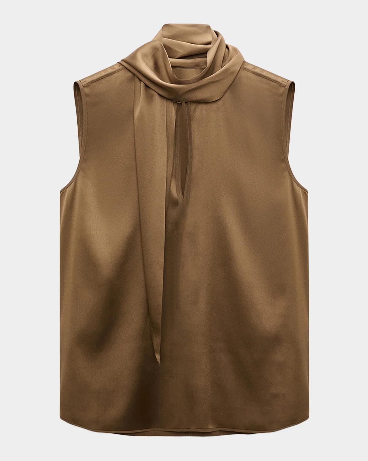 Sense Of Shine Tie-Neck Satin Blouse