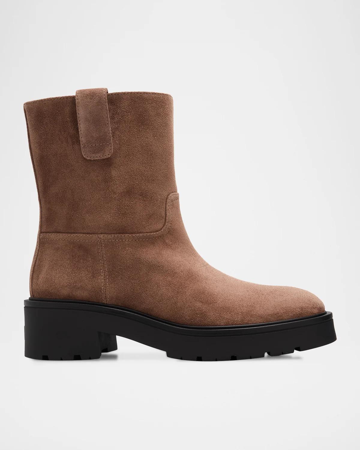 Stuart Weitzman Ren Suede Lug Sole Booties