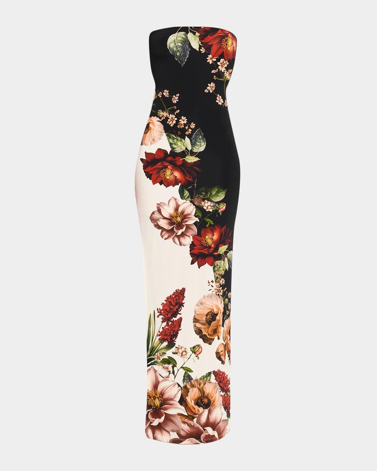 ALICE + OLIVIA Delora Floral Strapless Maxi Dress