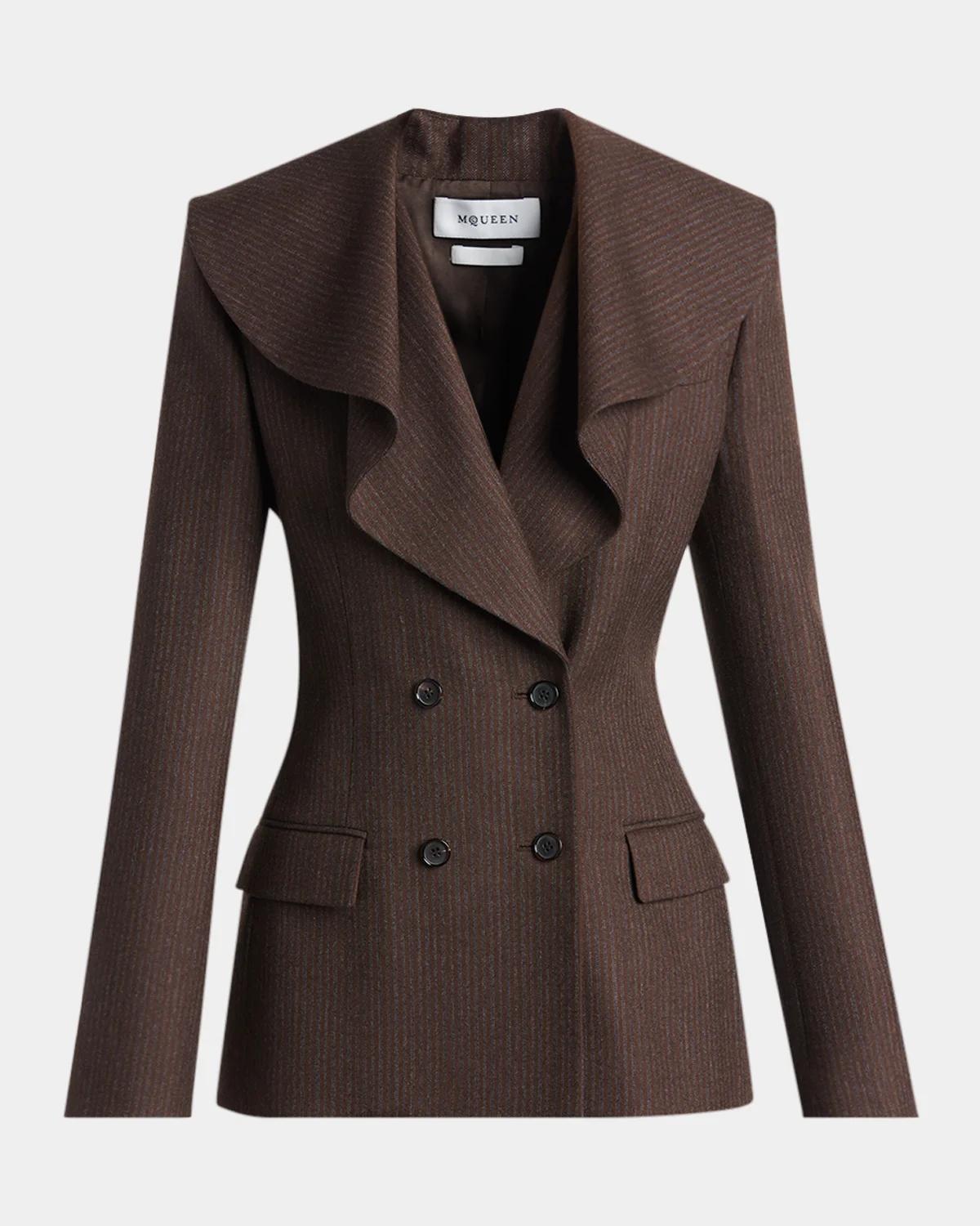 McQueen Striped Double-Breasted Wool Blazer