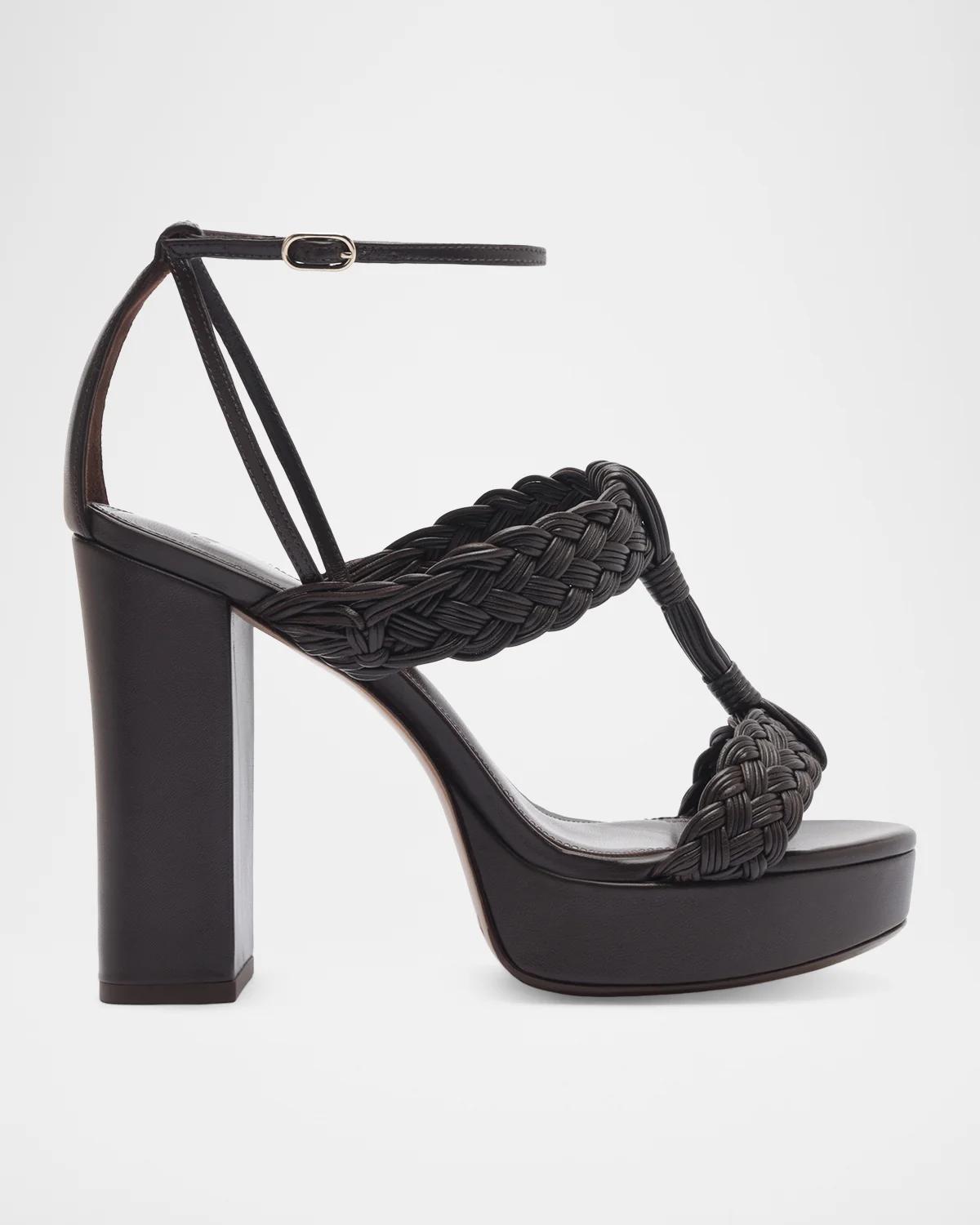 Alexandre Birman 110mm Thalia Woven Leather Platform Sandals