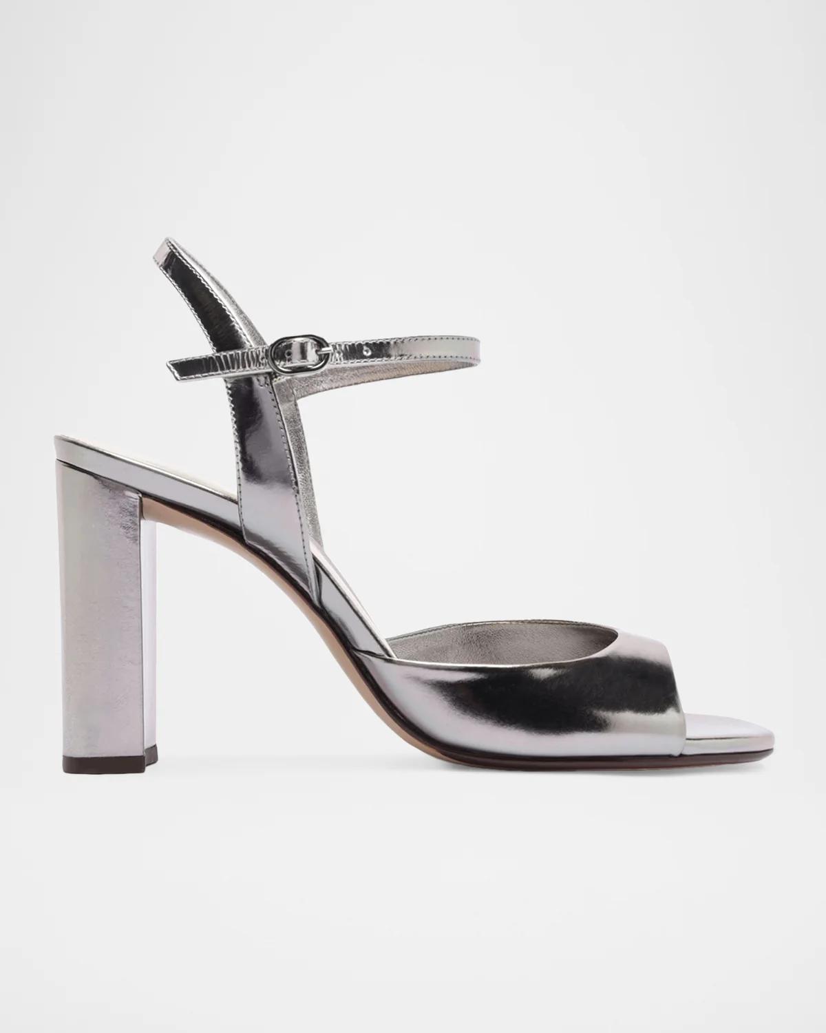 Alexandre Birman 90mm Amy Metallic Leather Ankle-Strap Sandals