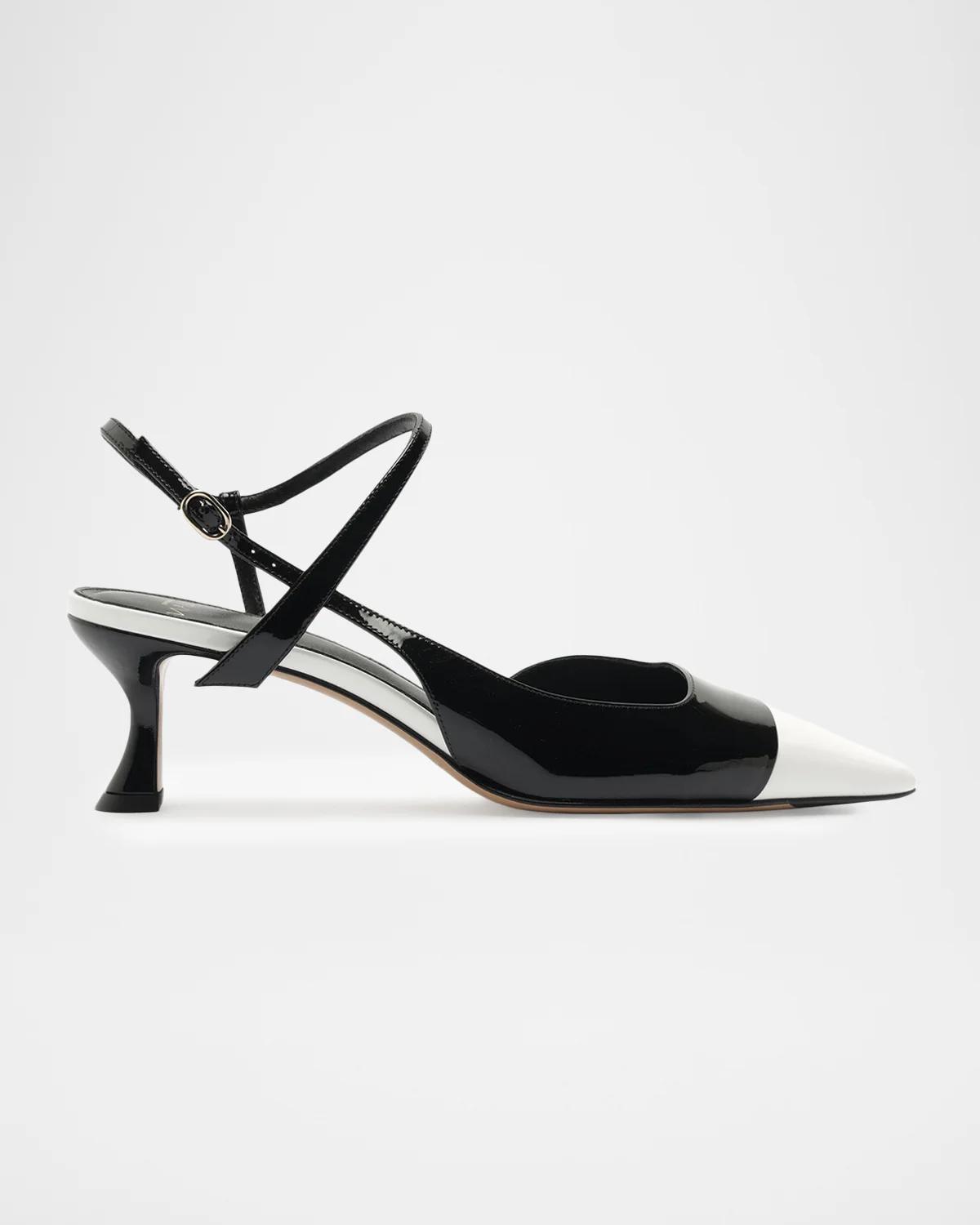 Alexandre Birman 60mm Tita Wrap Patent Leather Cap-Toe Pumps