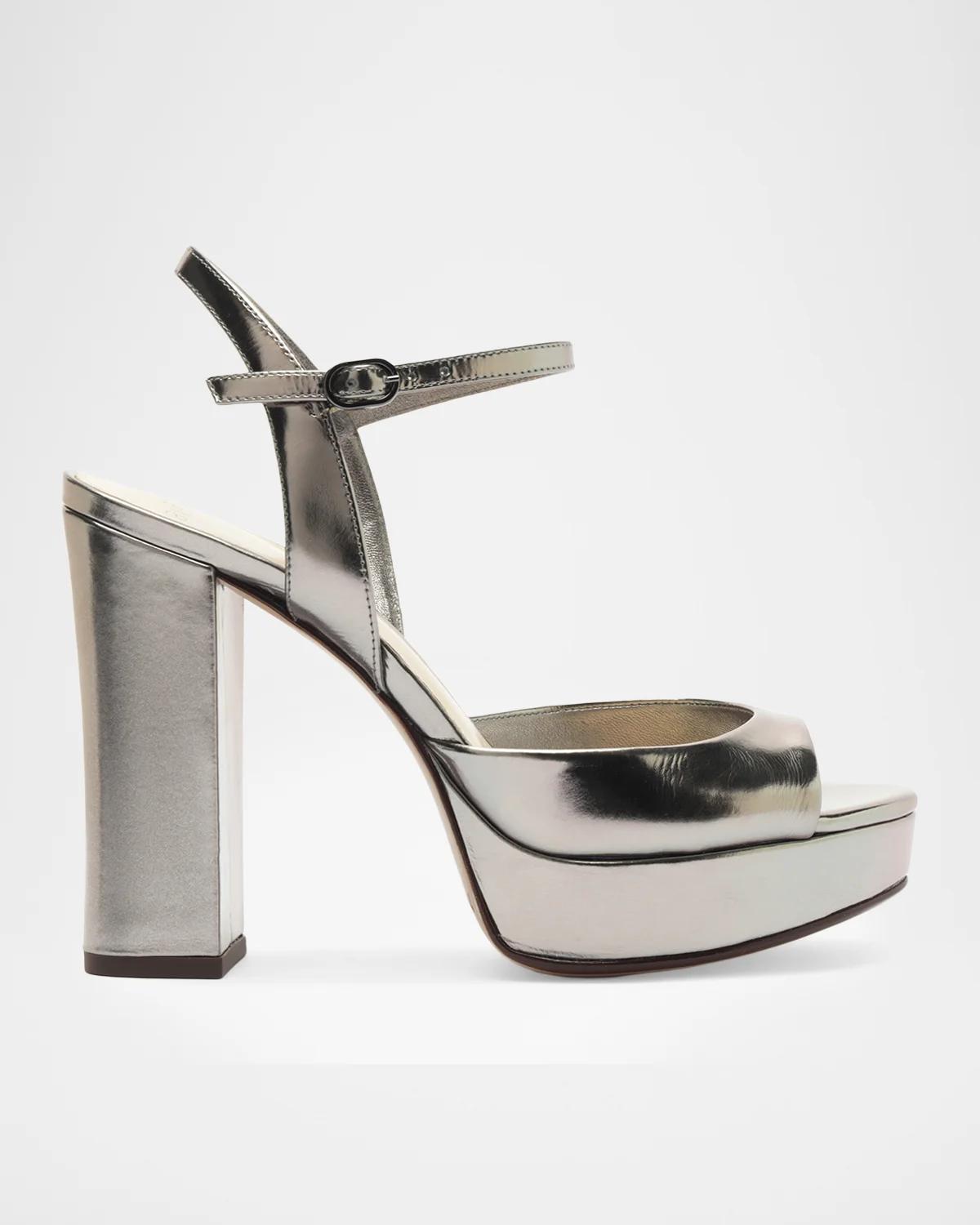 Alexandre Birman 110mm Amy Metallic Leather Platform Sandals