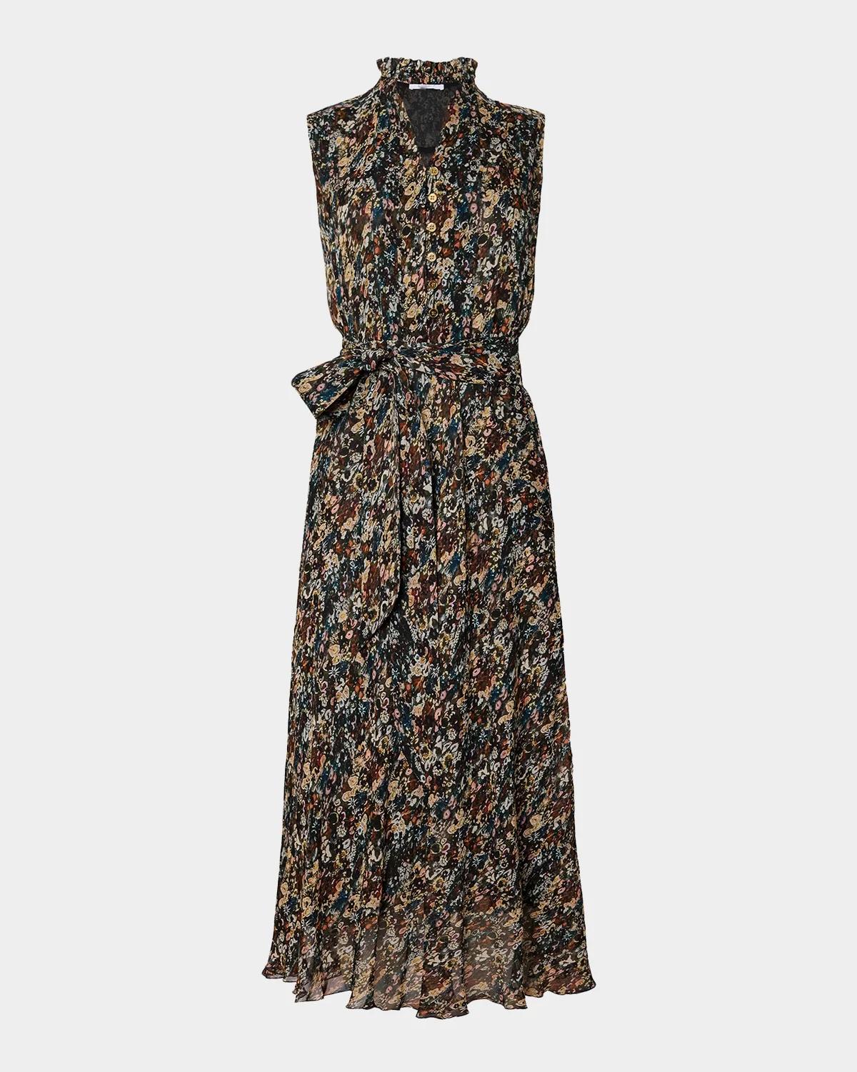 Santorelli Sleeveless Abstract-print Viscose Midi Dress In Evergreen