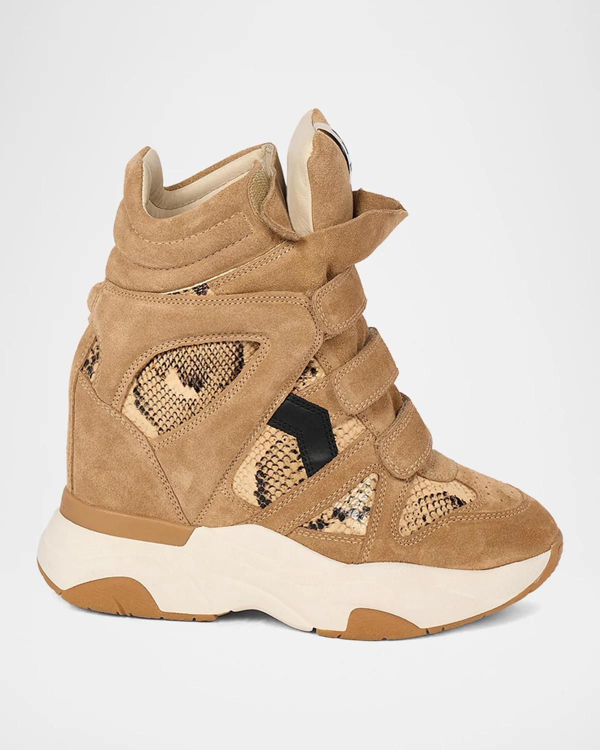 Bekett Ring 50MM Suede & Snake-Embossed Leather High-Top Sneakers