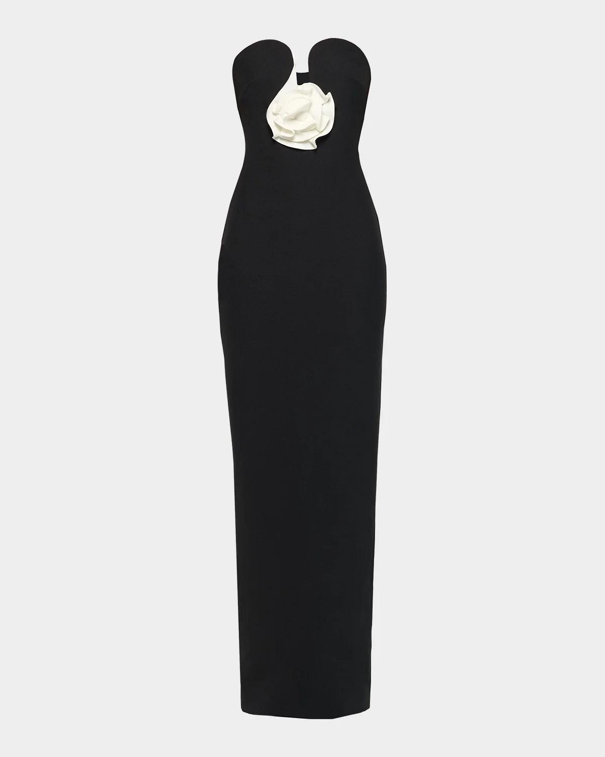 Roland Mouret Strapless Rosette Column Gown