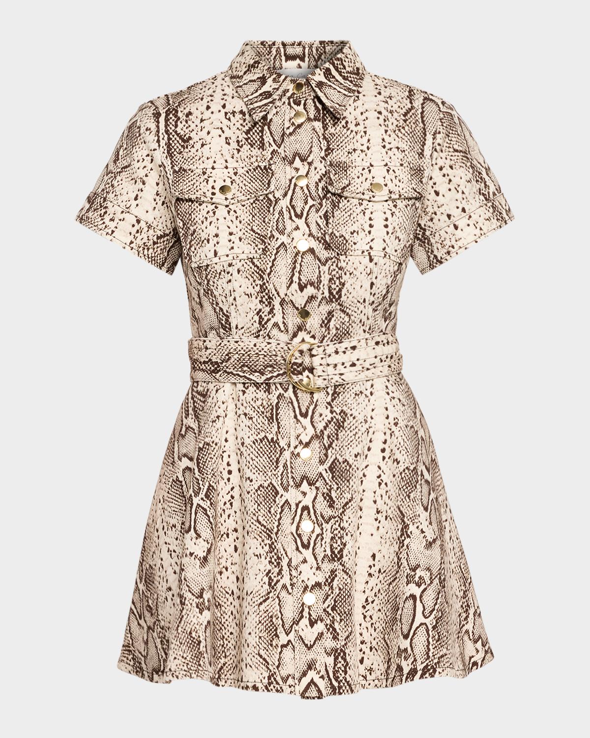 Cara Cara Walter Snakeskin-Printed Cotton Canvas Mini Dress
