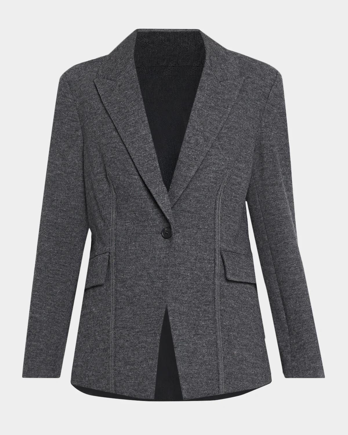 Simkhai Auden Virgin Wool-blend Blazer In Dark Charc