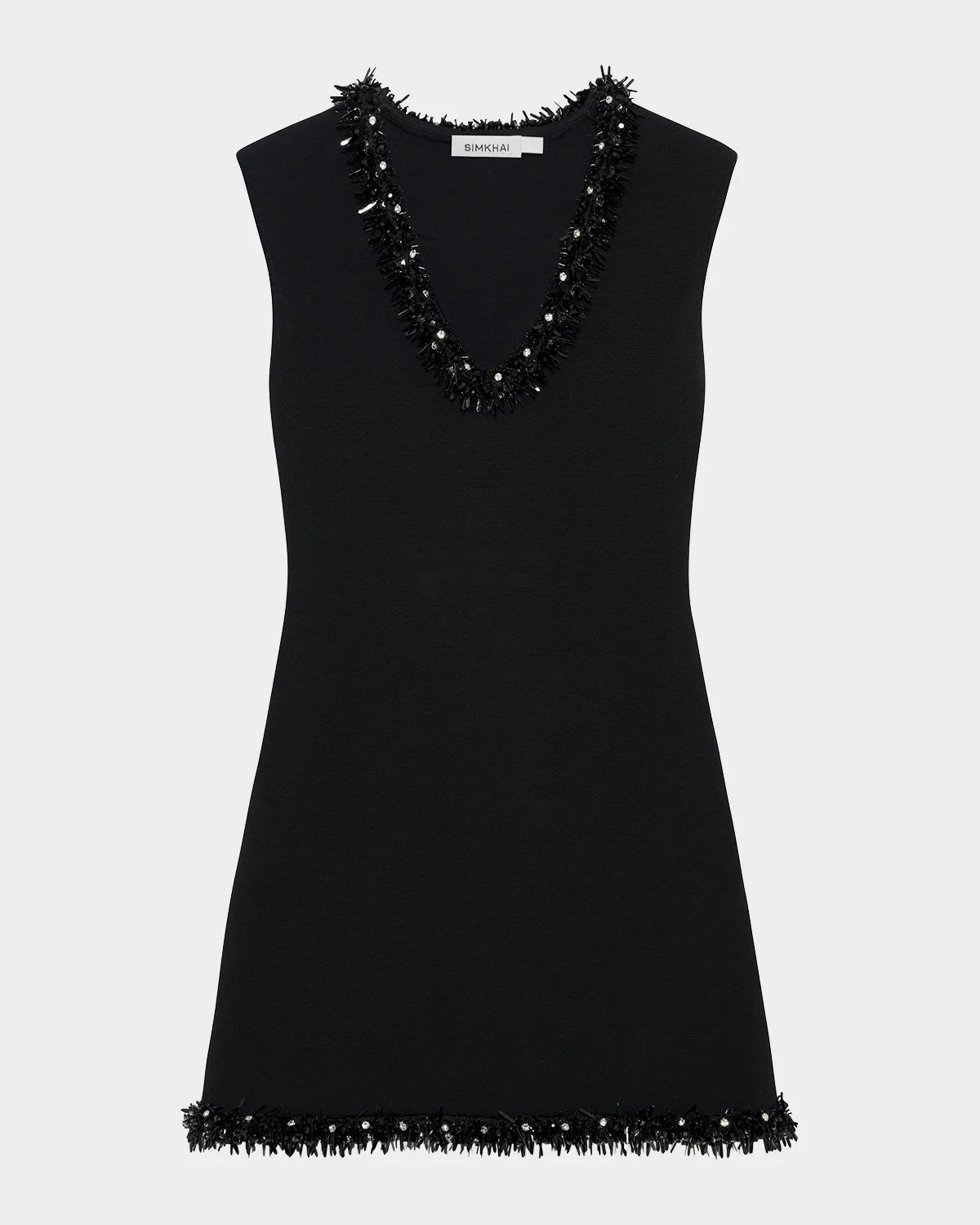 Simkhai Suki Embellished Mini Dress In Black