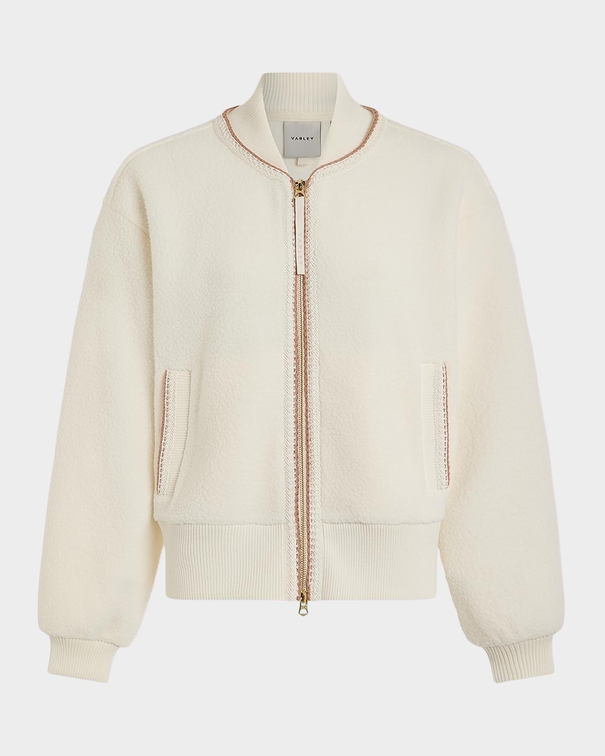 Varley Klaudia Contrast-Trim Borg Fleece Jacket