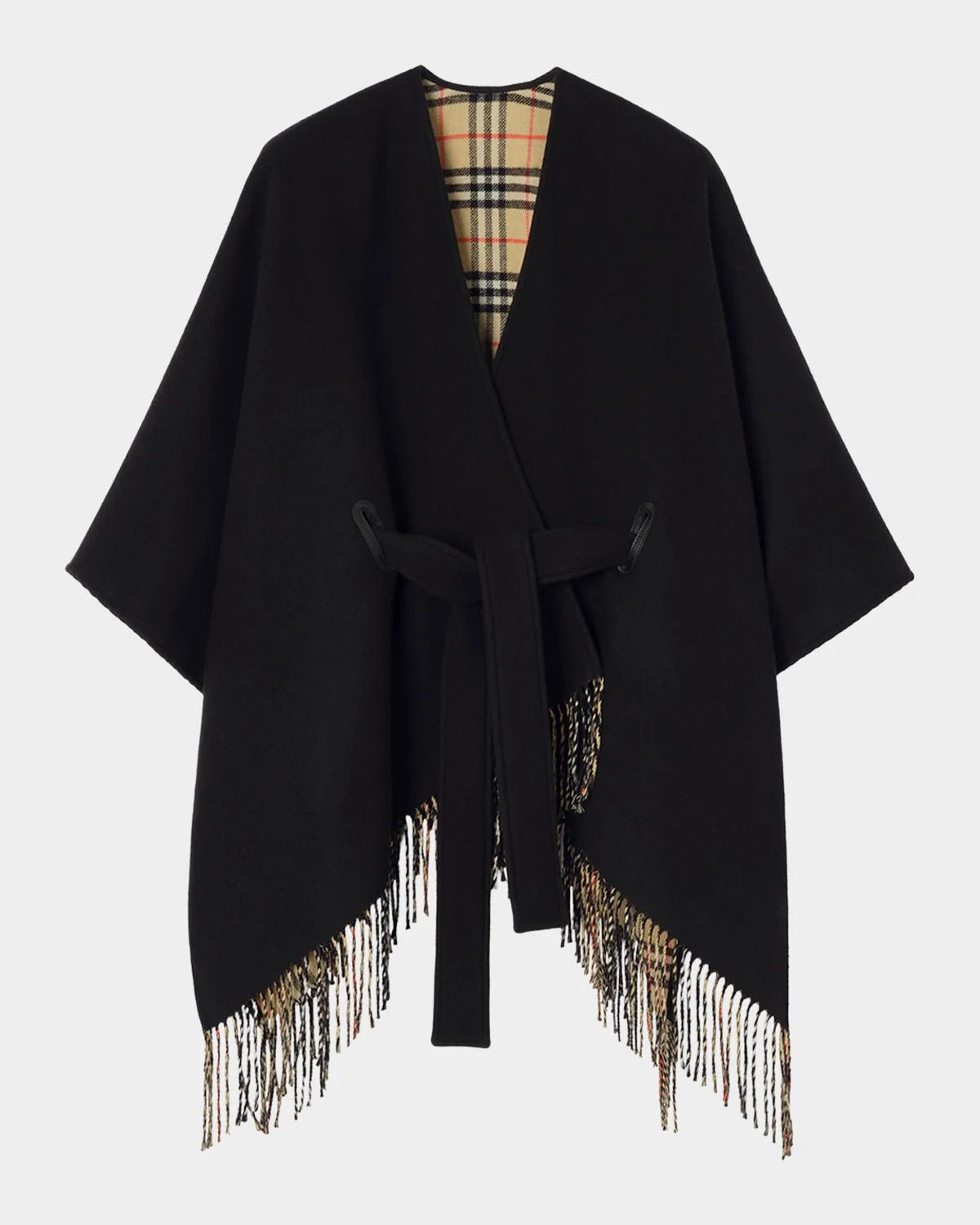 100% Wool Tay Black Burberry Cape Coat Women
