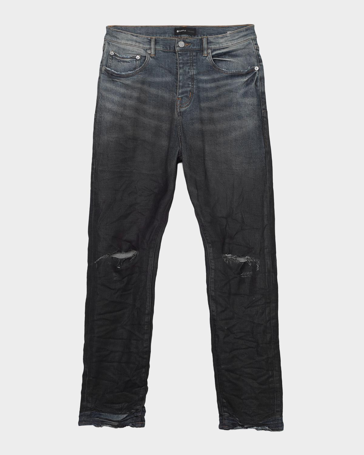 PURPLE Men's Coated Gradient Relaxed Straight-Leg Jeans