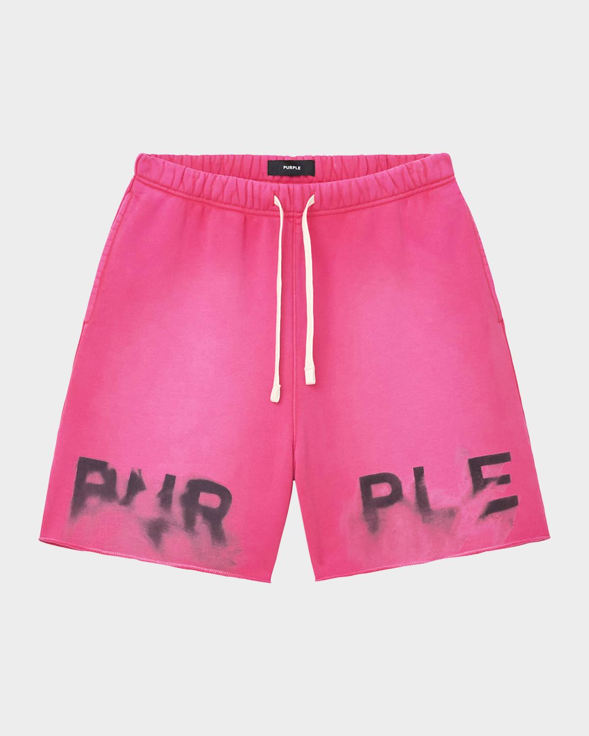 PURPLE Men's Fleece Smudge-Logo Drawstring Shorts