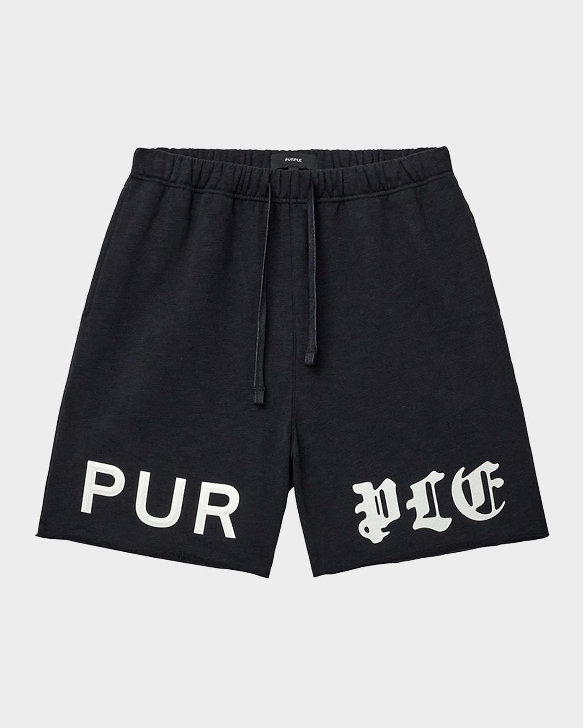 PURPLE Men's Cotton Fleece Drawstring Shorts