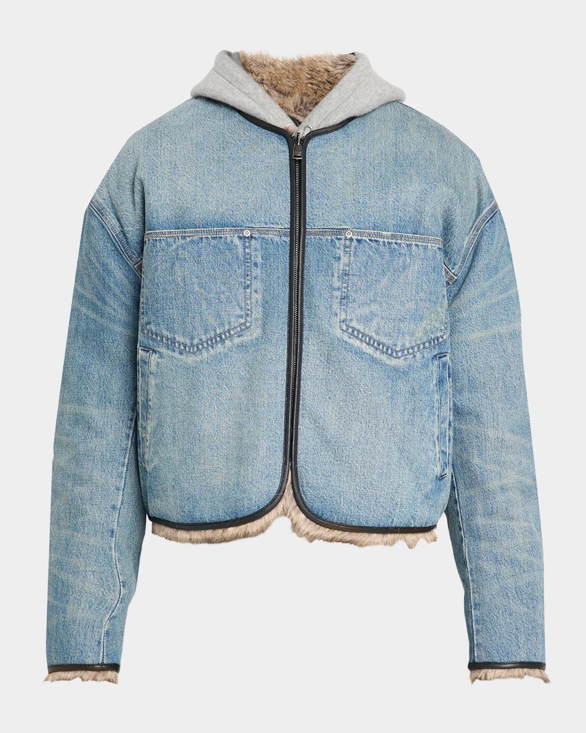 PURPLE Reversible Faux Fur & Denim Jacket