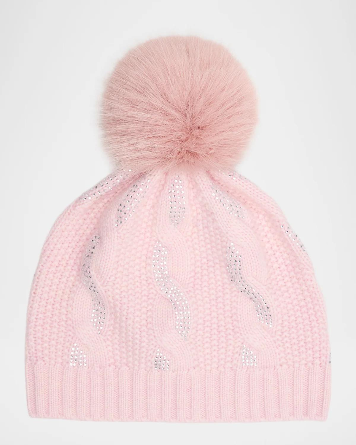 Sofia Cashmere Chunky Cable-knit Cashmere Beanie In Baby Pink