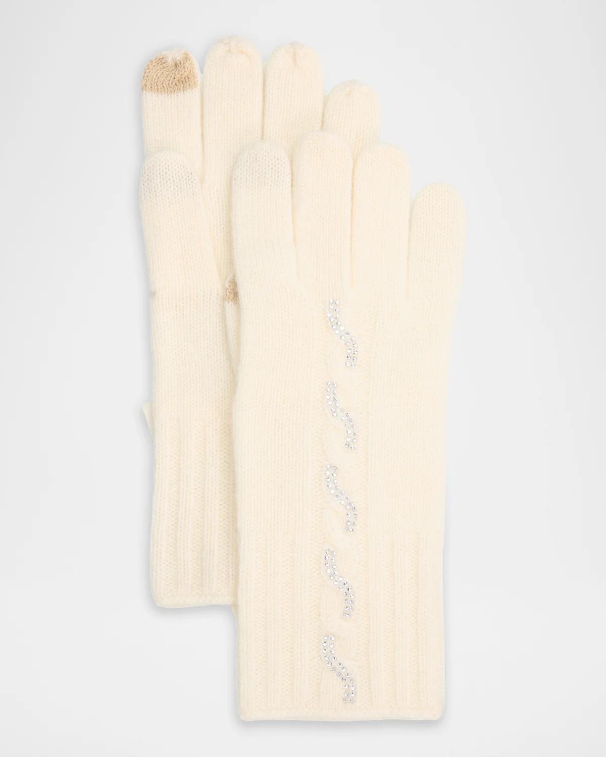 Sofia Cashmere Embellished Cashmere Touchscreen Gloves In 271ivr