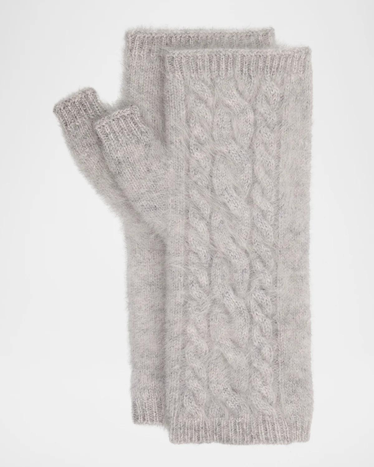 Sofia Cashmere Cashmere Cable-knit Arm Warmers In 050lgry