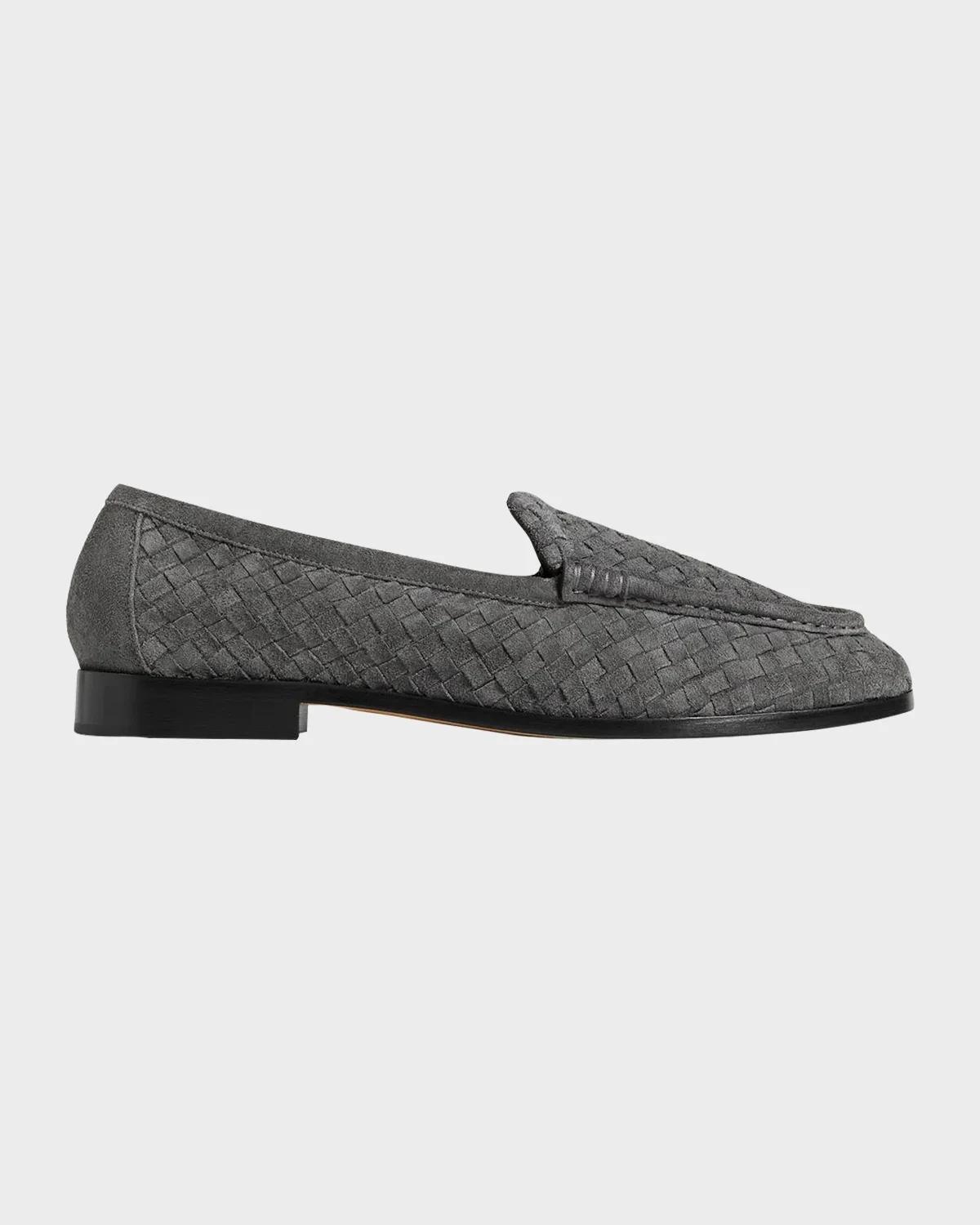 Men & apos;s Silenzio Intrecciato Suede Moc-Toe Loafers