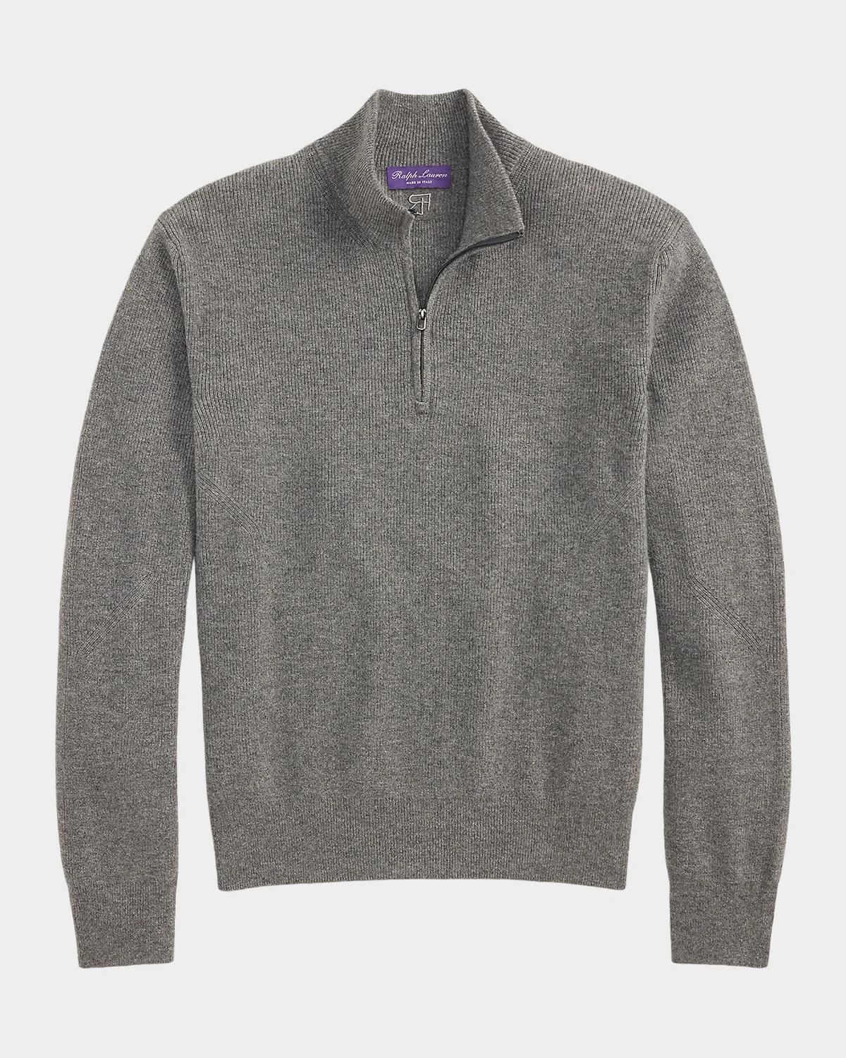 Ralph Lauren Purple Label Men's Textured Cashmere Quarter-Zip Sweater