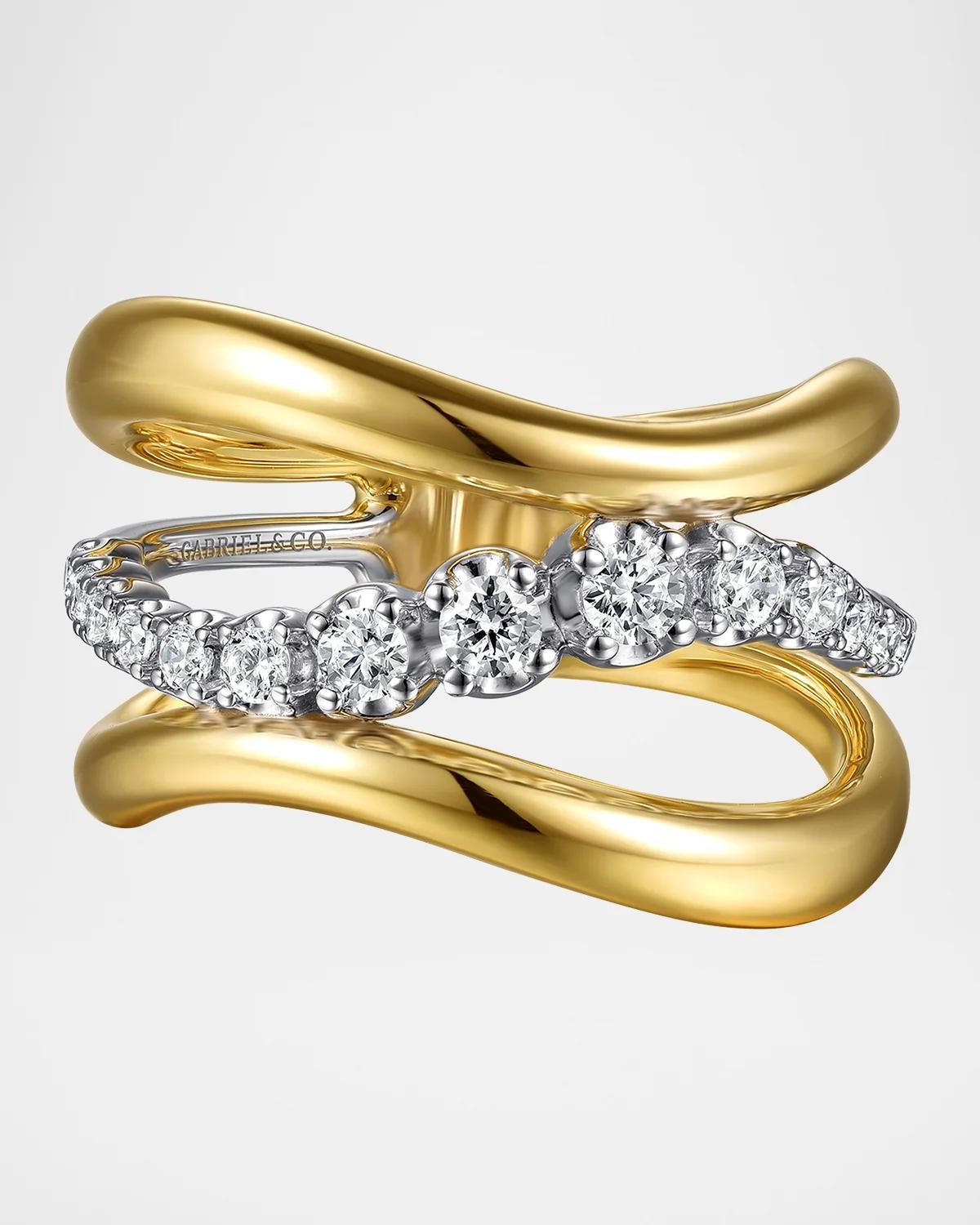 14K Two-Tone Gold & 0.35 TCW Diamond Ring