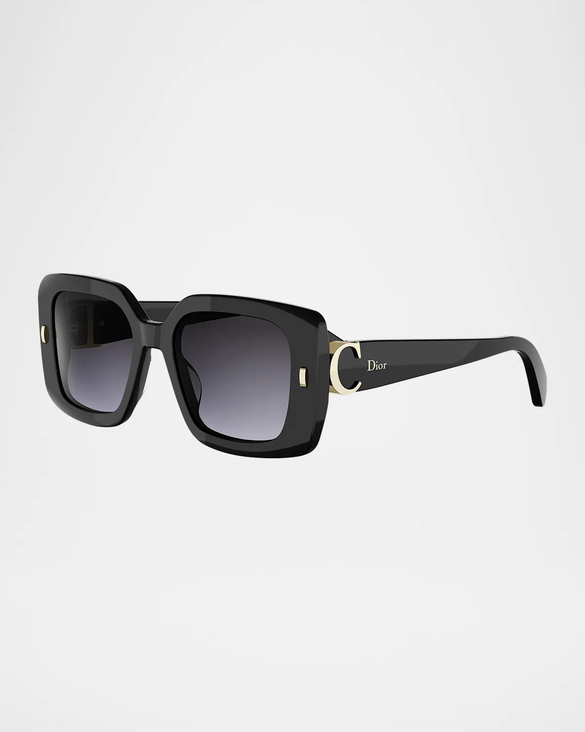 Dior Initials S2i 53mm Square Sunglasses In Shiny Blac