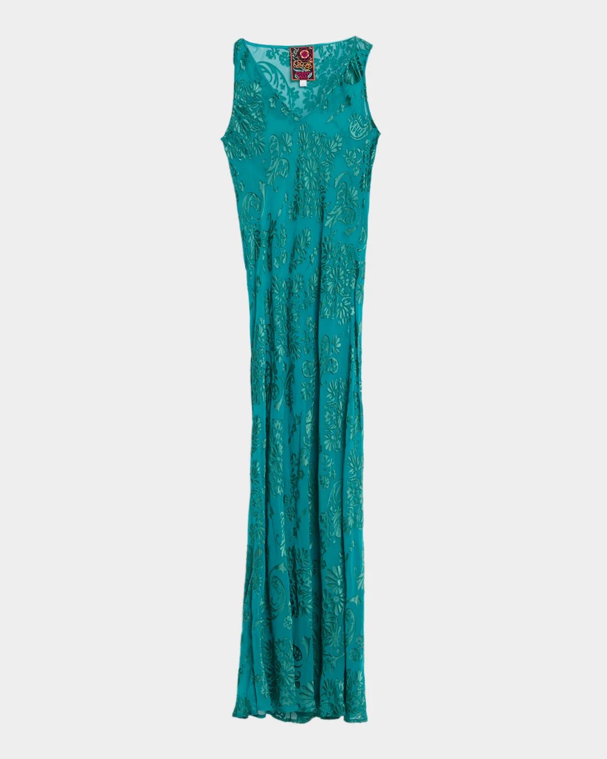 Johnny Was Mira Floral Burnout Maxi Slip Dress