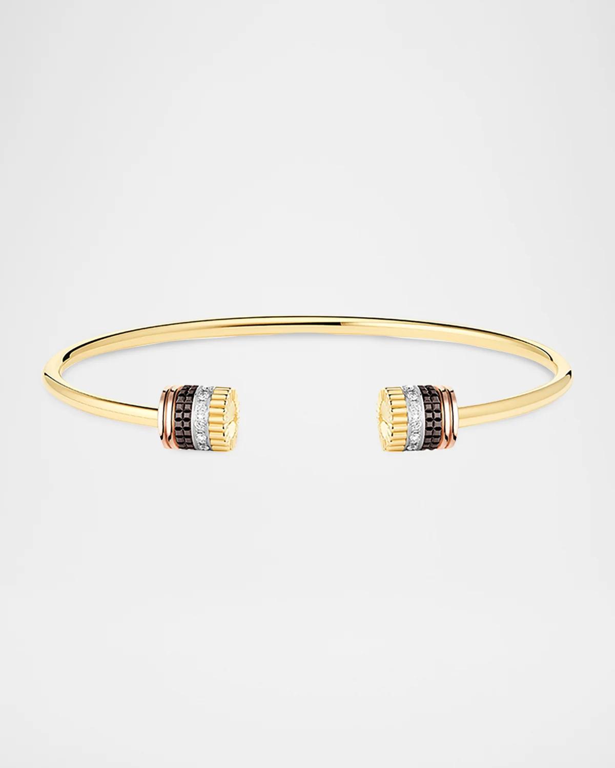 Quatre Classique Bracelet in Tricolor Gold with Brown PVD and Diamonds
