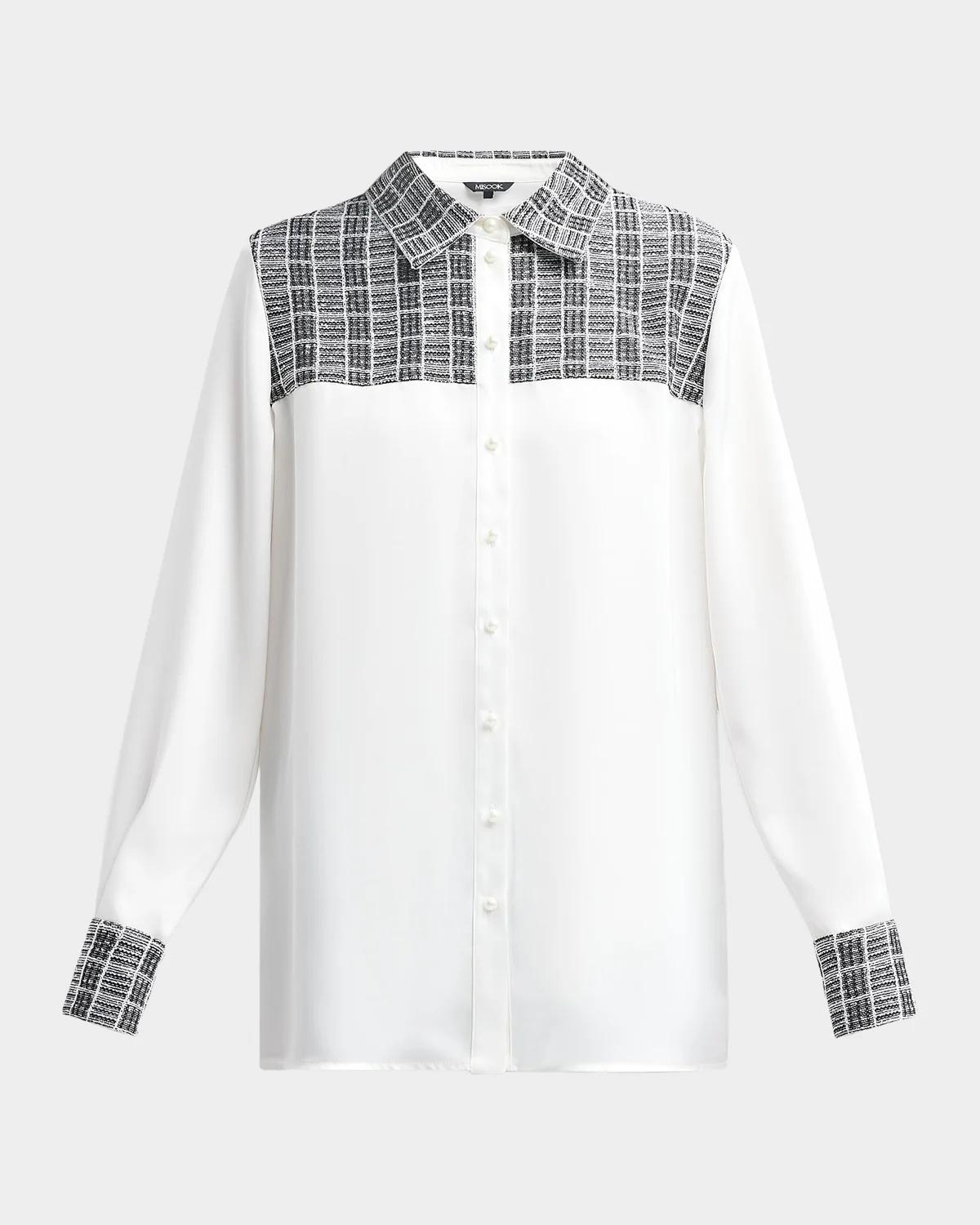 Misook Check-Trimmed Blouse