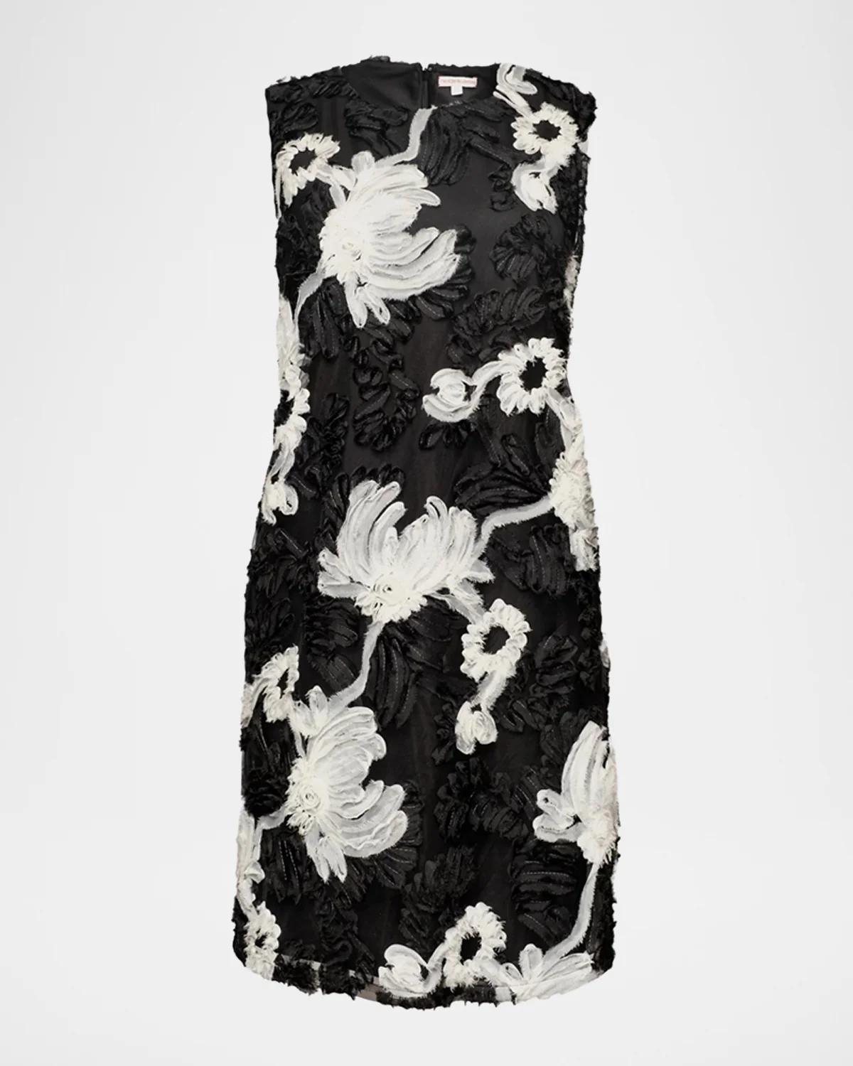 Frances Valentine Lily Floral-embroidered Mini Shift Dress In Multi