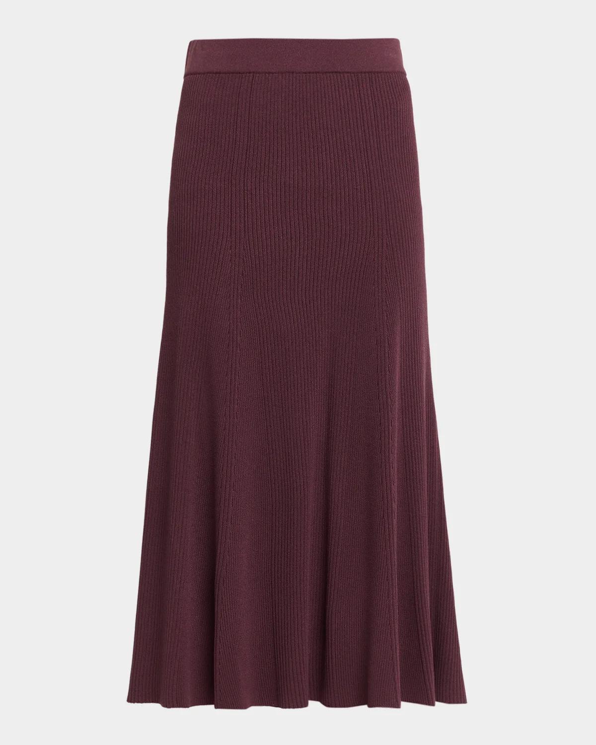 Misook Rib Knit A-Line Midi Skirt