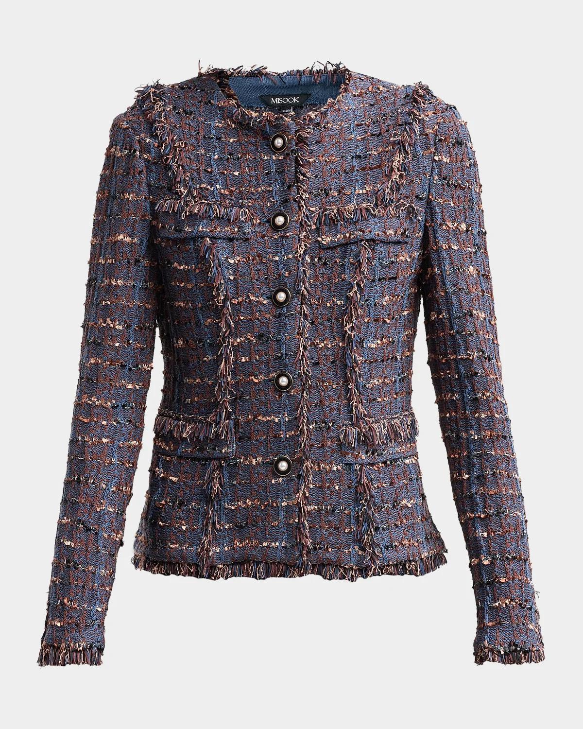 Misook Frayed Tweed Jacket