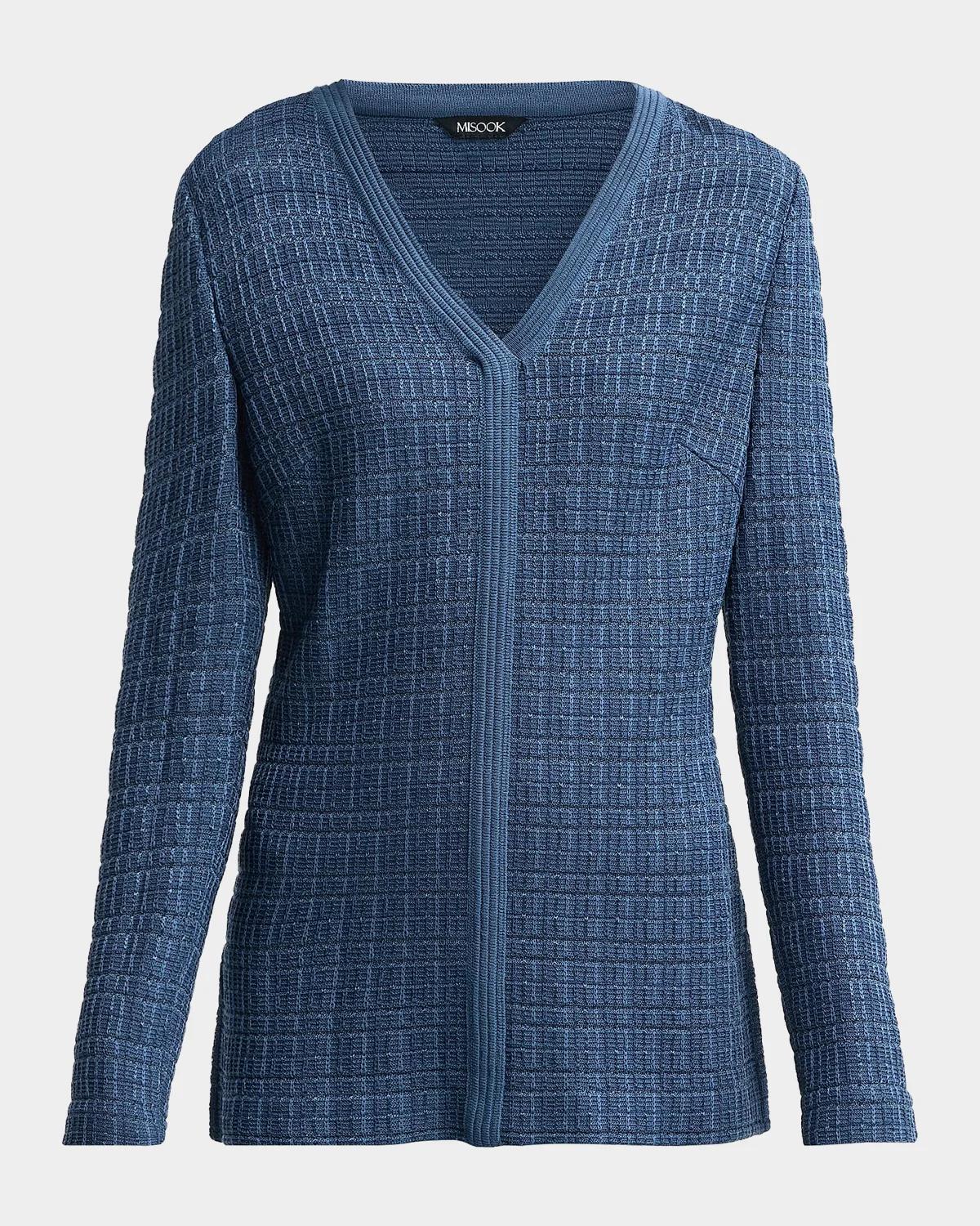 Misook V-Neck Textural Knit Tunic