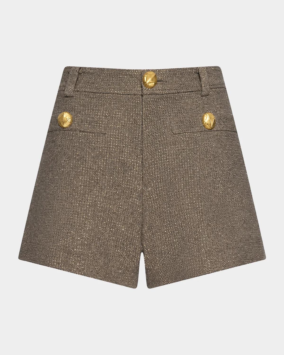 L 'AGENCE Dionne Textured Cotton-Blend Shorts