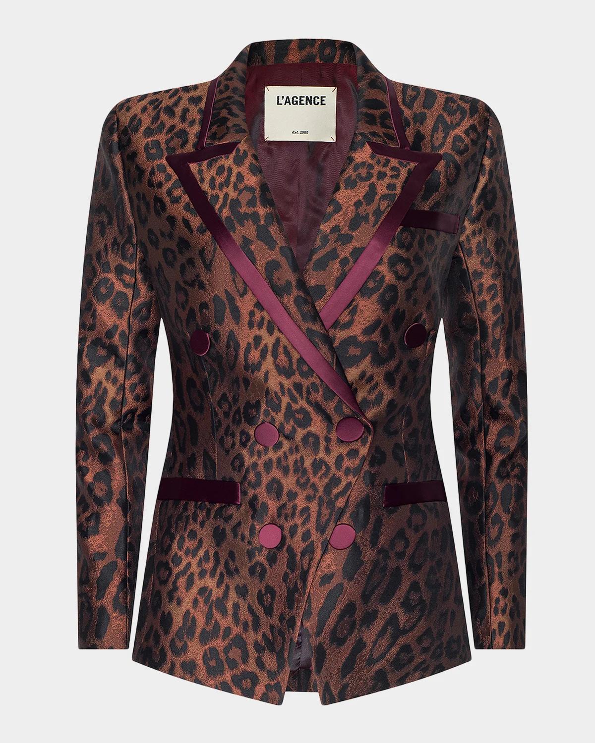 L & Apos;agence Kyomi Leopard-print Blazer In Tn Mlt Jav