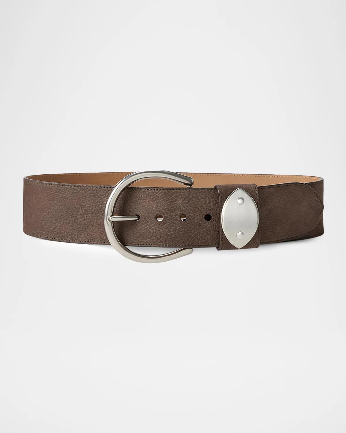 Ralph Lauren Collection Prong Leather Wide Belt, 57mm