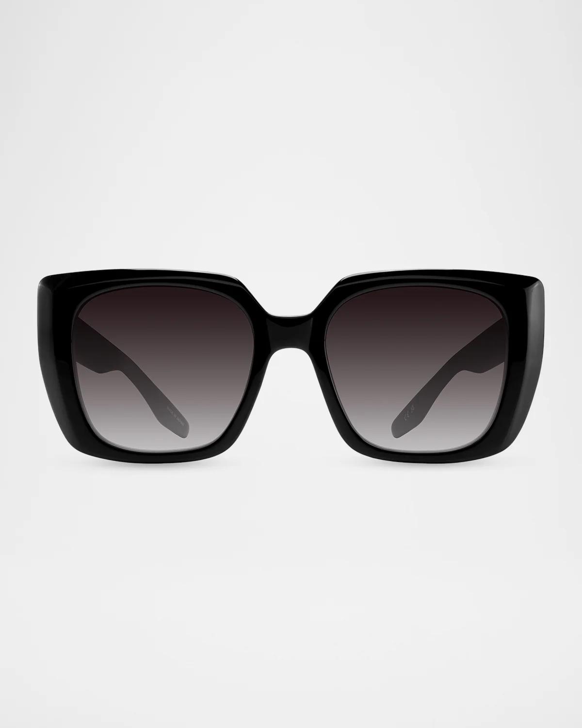 Barton Perreira Yasmeen 50mm Square Sunglasses In Black Smolder