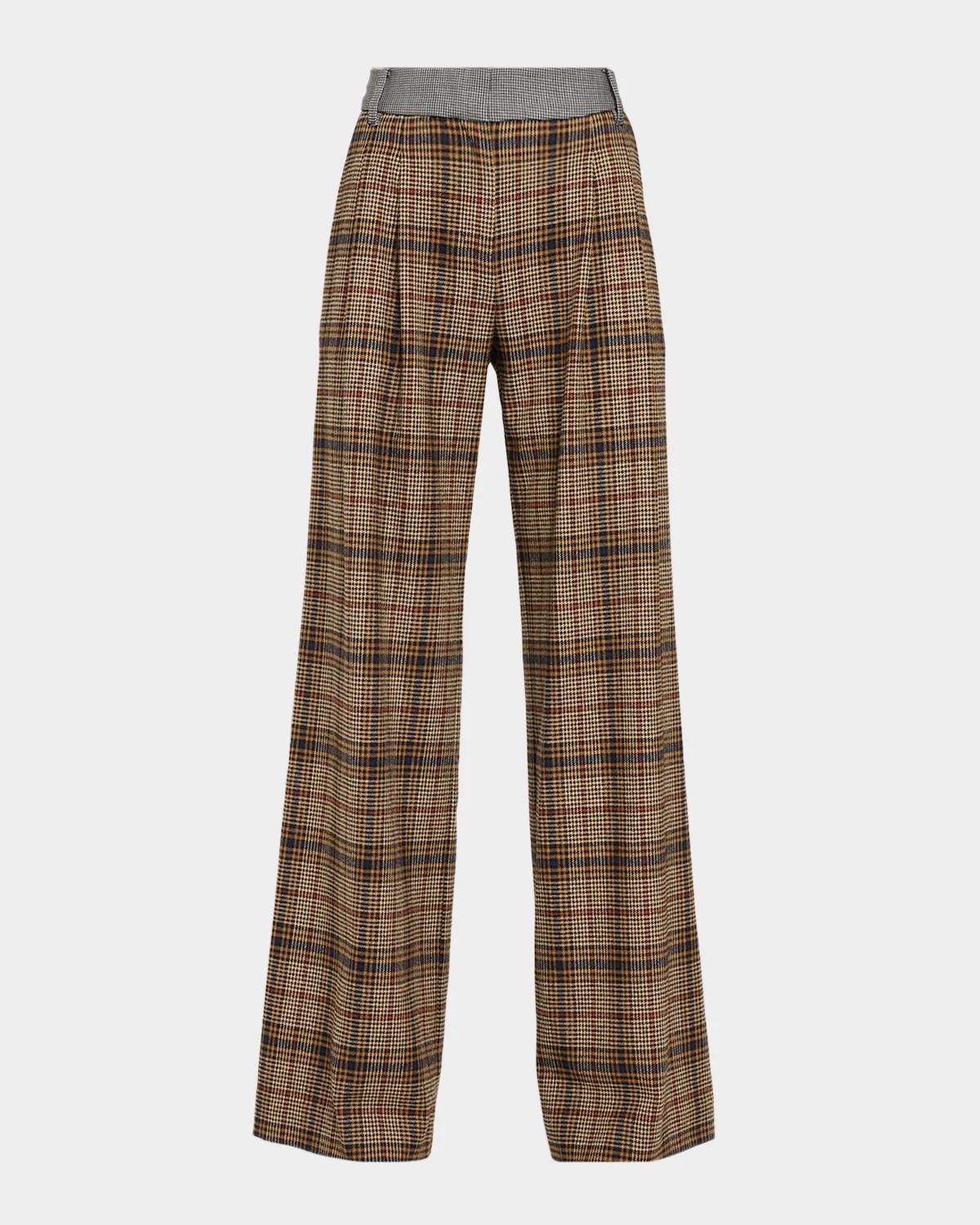 Ramy Brook Leslie Plaid Wide-Leg Pants