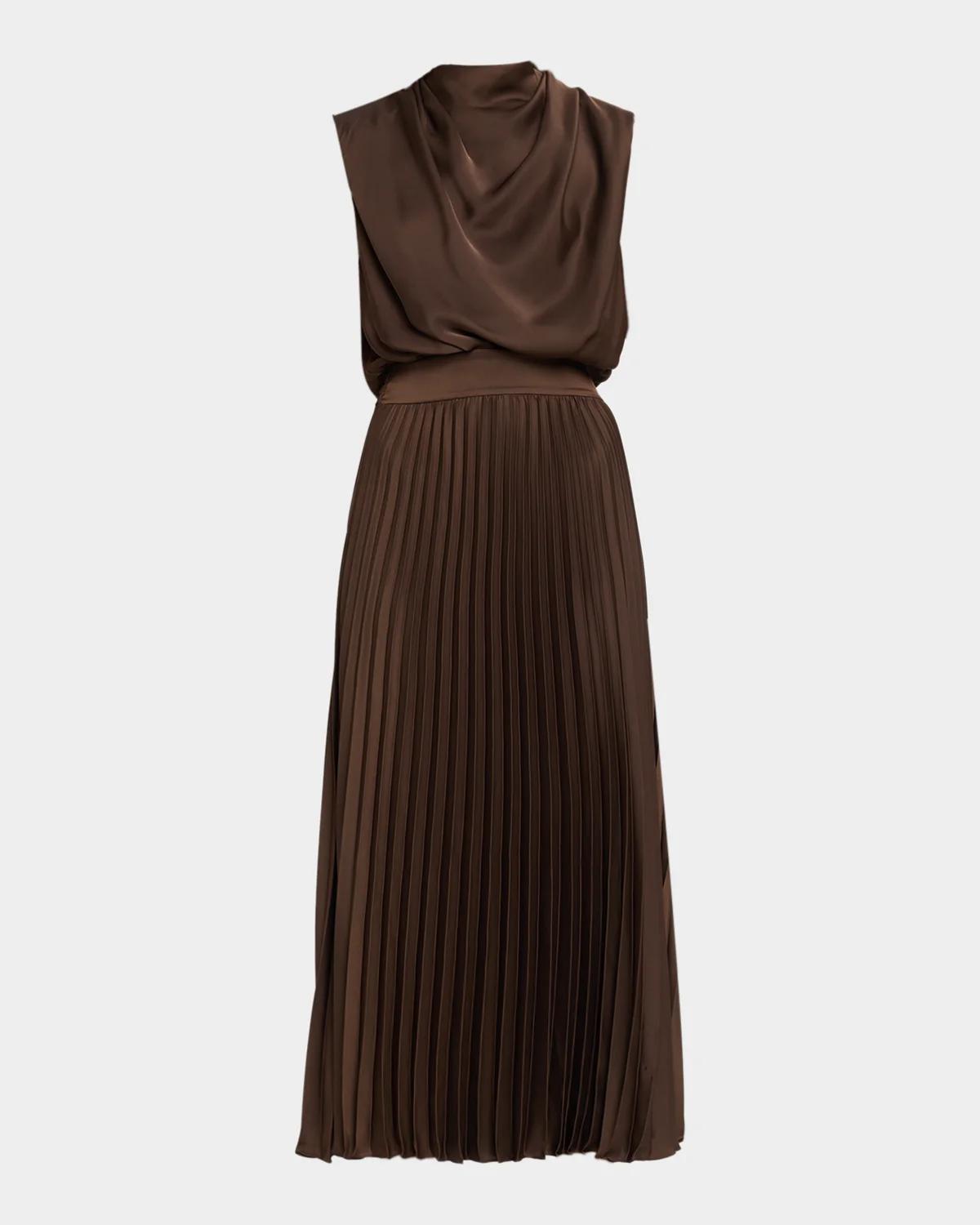 Ramy Brook Farah Satin Midi Dress In Heritage B