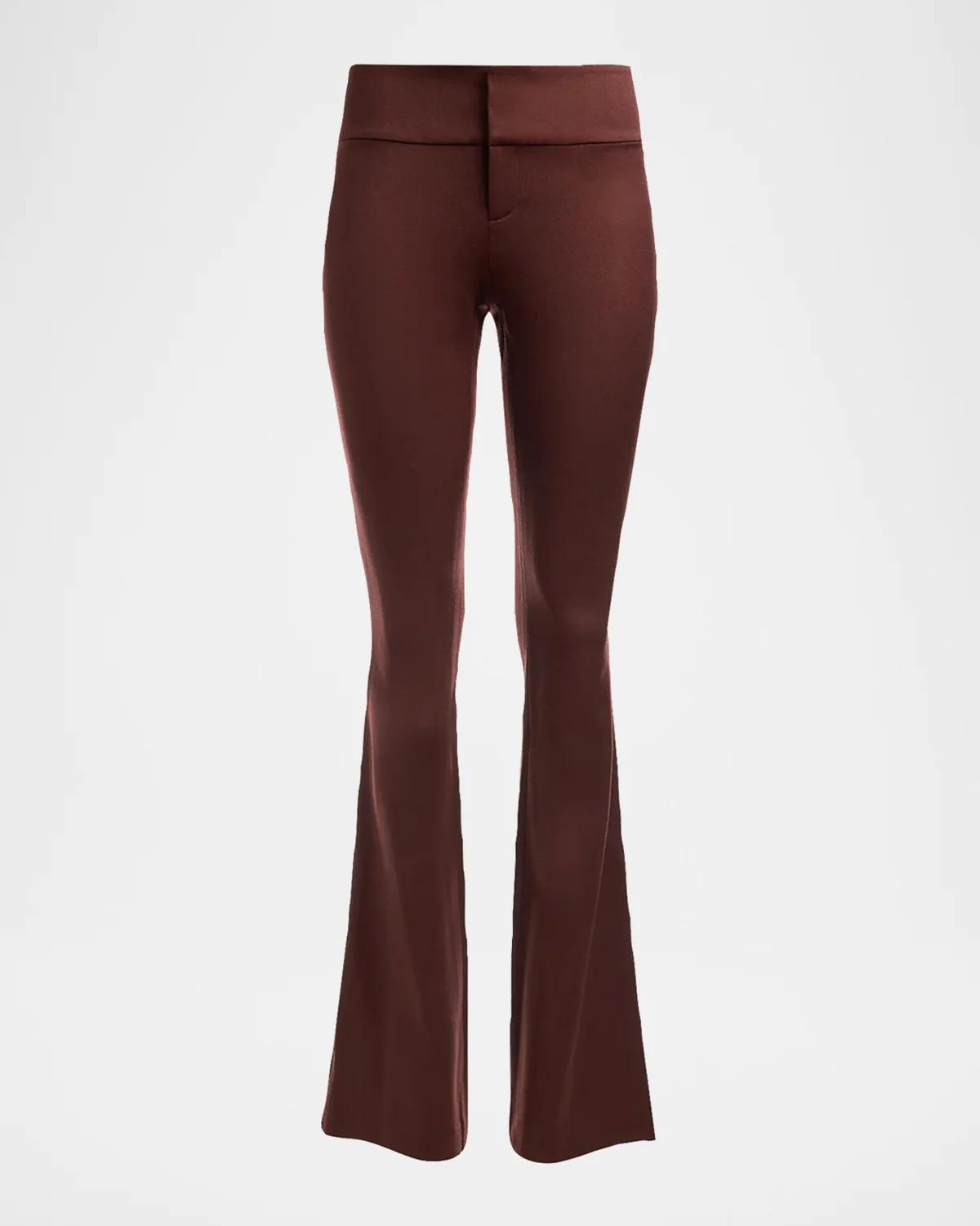 Olivia Low-Rise Wool Sateen Bootcut Pants