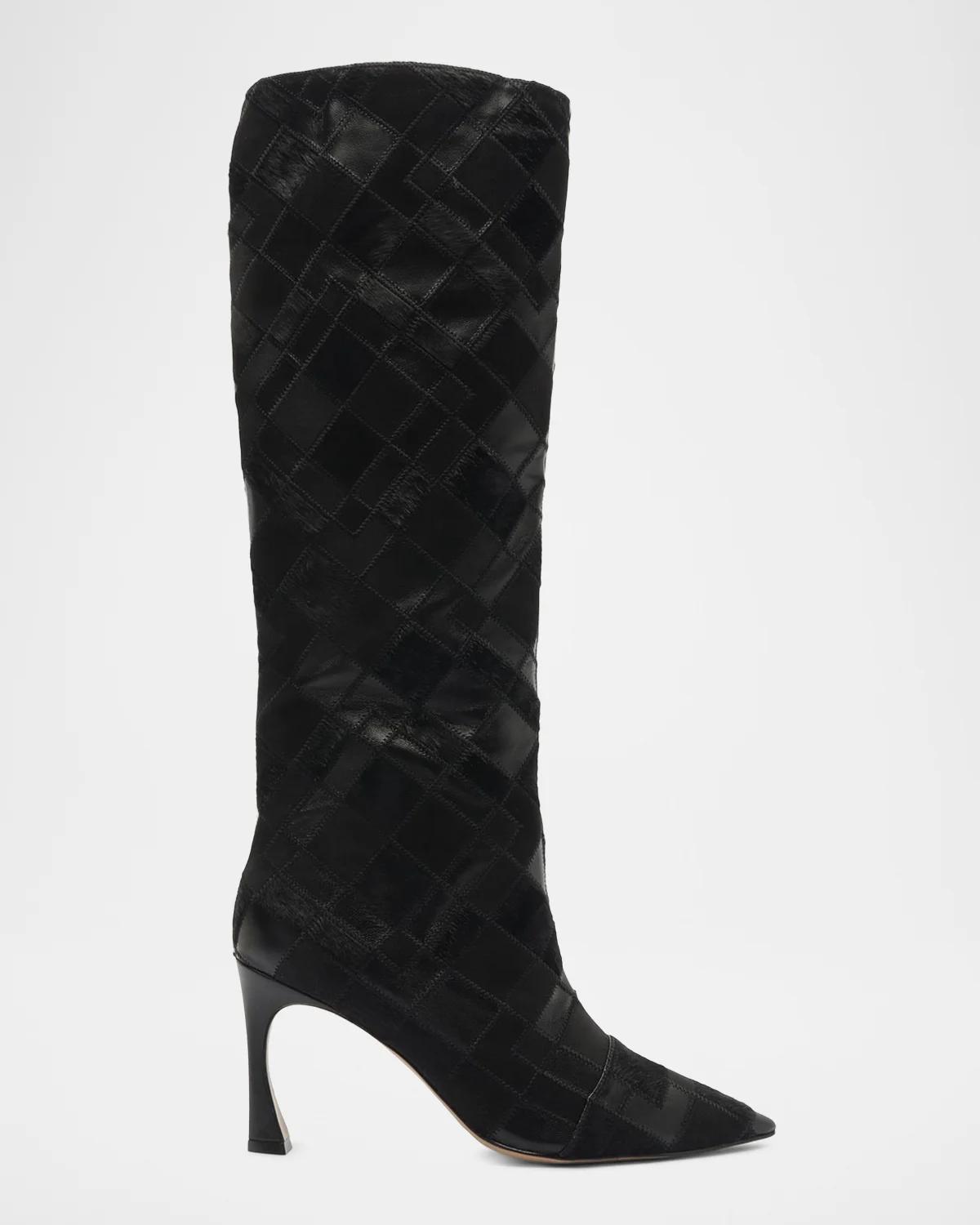 Alexandre Birman 85mm Annelise Patchwork Leather Knee-High Boots
