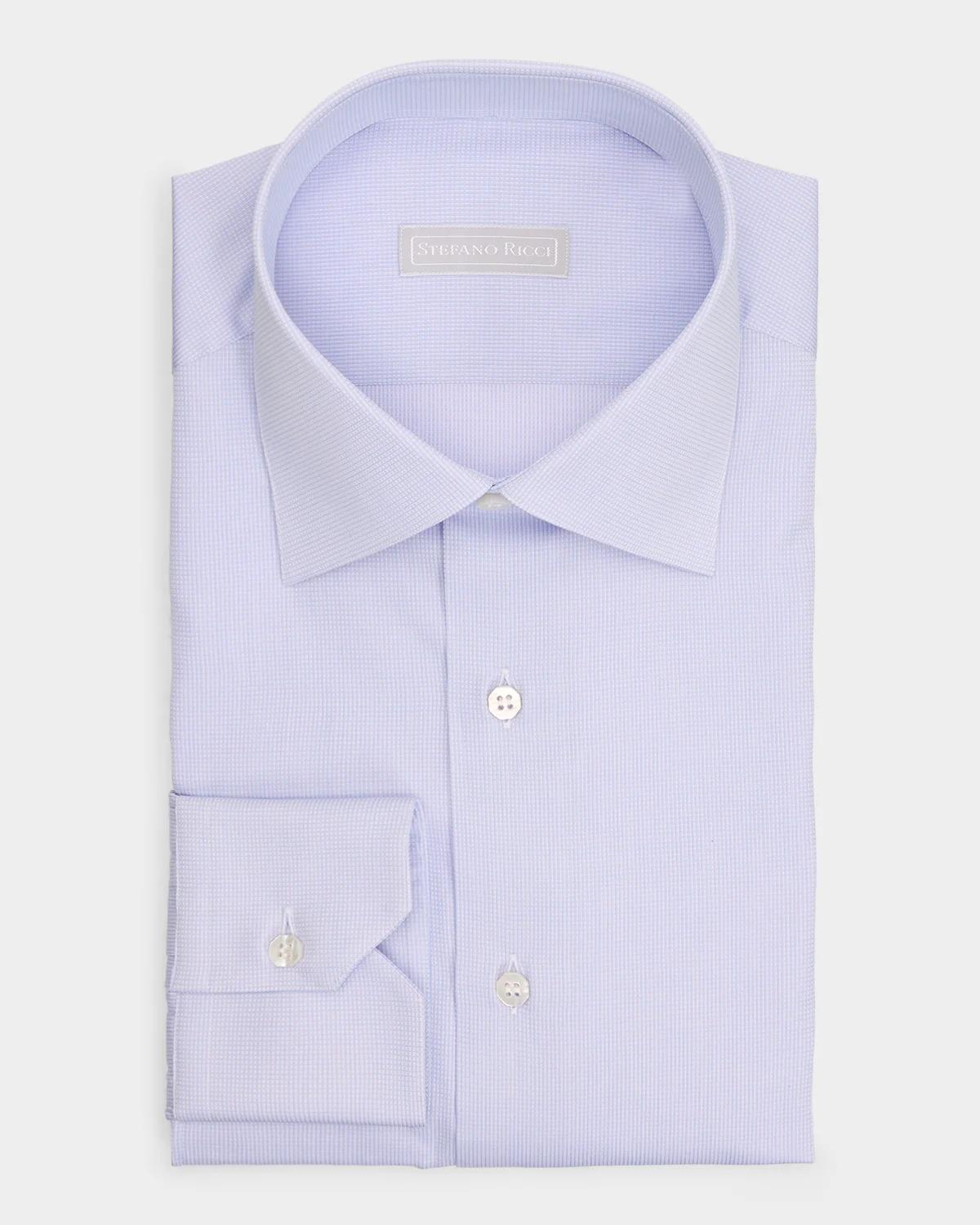 Men & apos;s Textured Solid Grid Check Dress Shirt