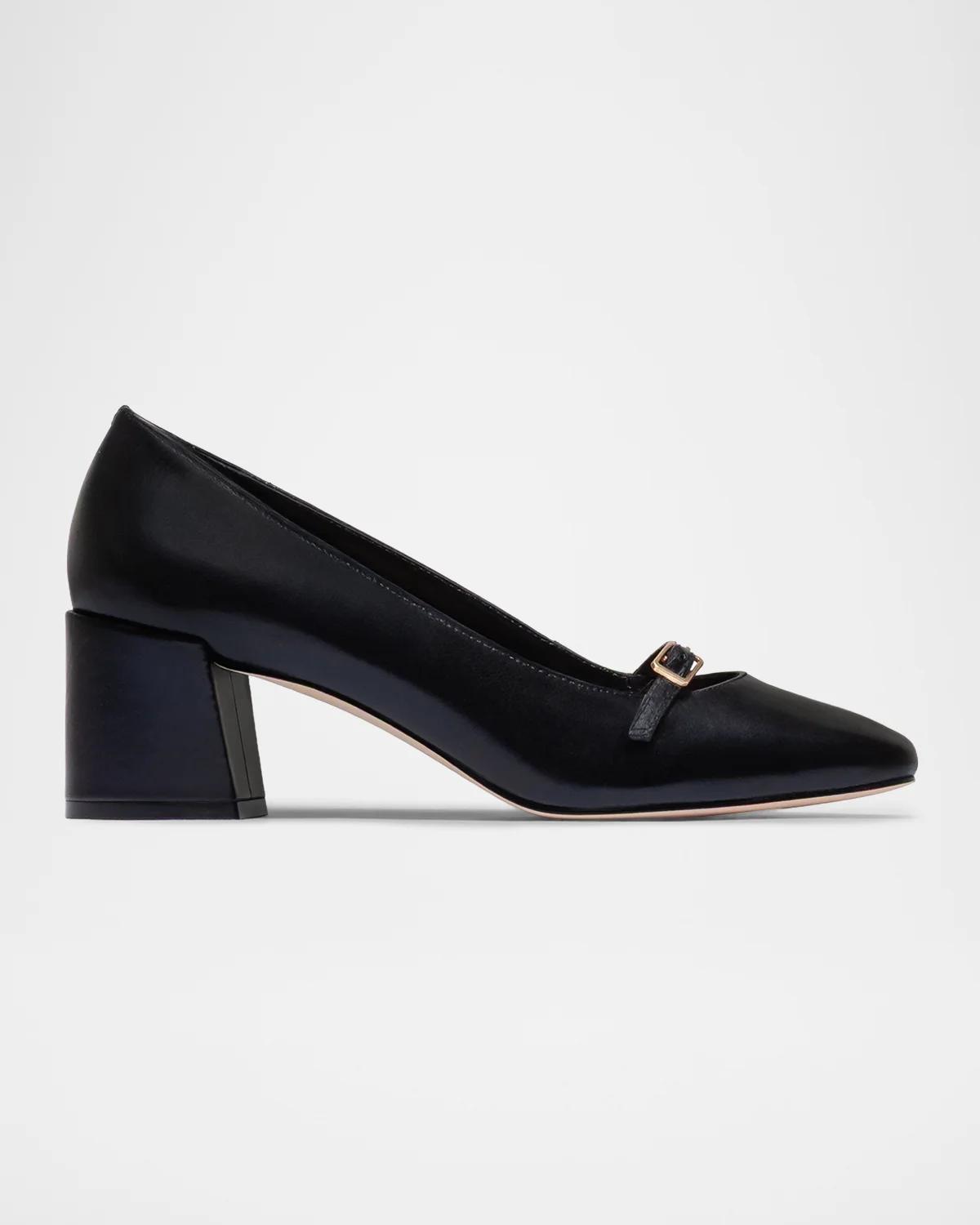 Bernardo 50mm Amelie Leather Mary Jane Pumps