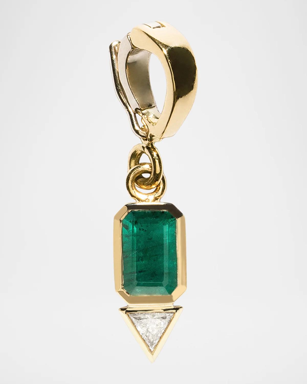 18K Emerald and Trillion Small Diamond Charm, May