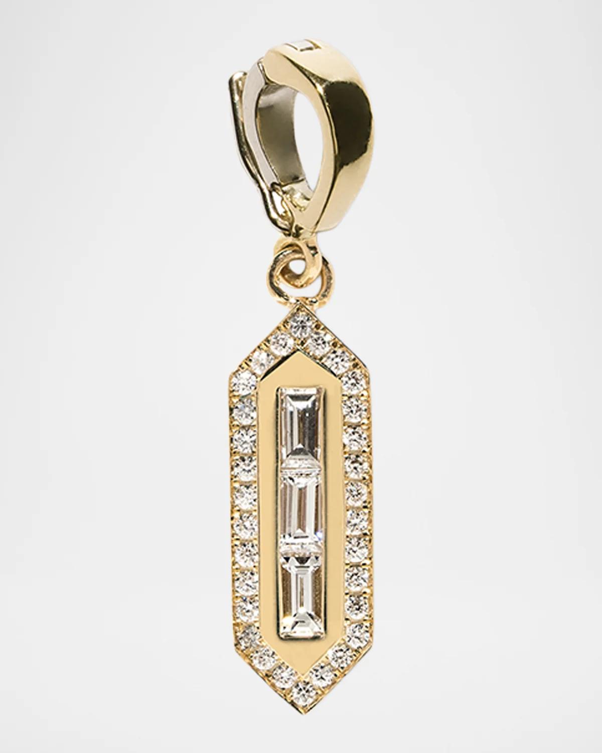 18K North-South Triple Baguette Diamond Charm